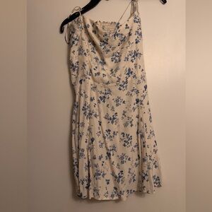 Reformation white and blue patterned mini dress